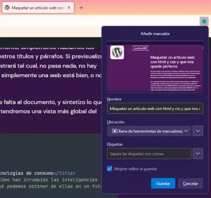 Example of how the title tag is seen in the browser tab and in bookmarks